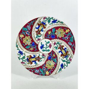 Japanese Meiji Hand Painted Imari Plate Swirl Pinwheel